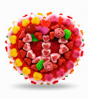 Tarta corazón de golosinas - Haces latir mi corazón