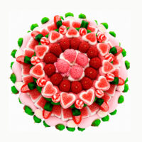 Tarta de golosinas redonda mini - Fresas