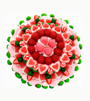 Tarta de golosinas redonda mini - Fresas