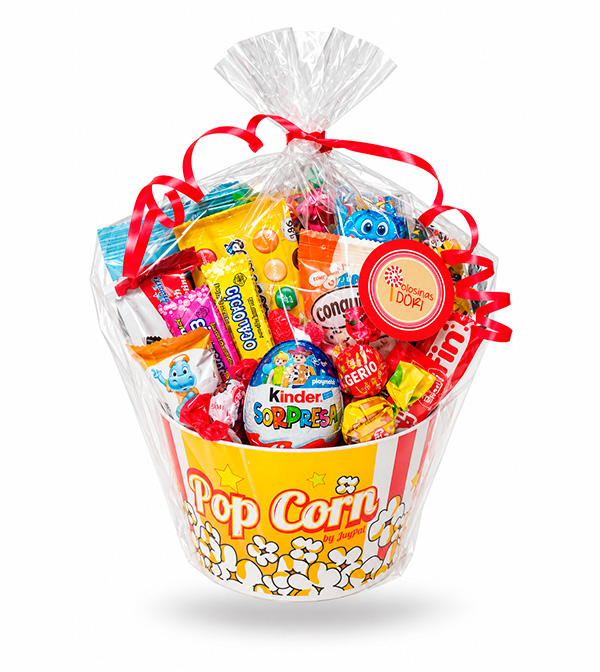 Mini Cubo Pop Corn de golosinas y chocolates - Imagen 3