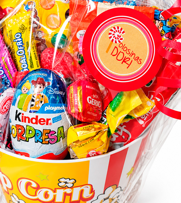 Mini Cubo Pop Corn de golosinas y chocolates - Imagen 4