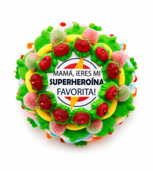 Tarta de golosinas - Mamá, ¡eres mi superheroína favorita!