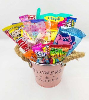 Cubo de metal de golosinas - Rosa