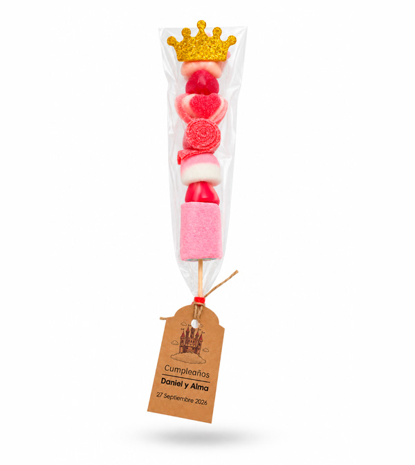 Brochetas de golosinas Príncipes y Princesas - con etiqueta personalizada - Imagen 2