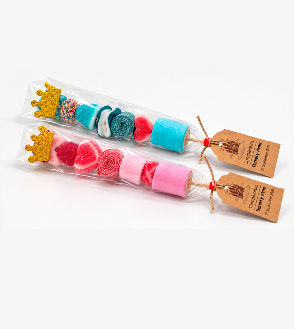 Brochetas de golosinas Príncipes y Princesas - con etiqueta personalizada - Imagen 4